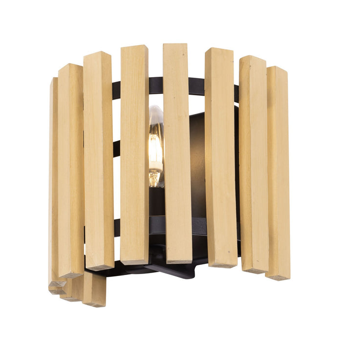 Varaluz 387W01MBH One Light Wall Sconce, Matte Black/Honey Blonde