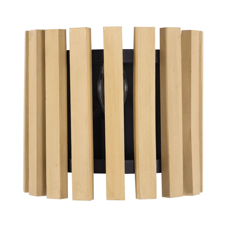 Varaluz 387W01MBH One Light Wall Sconce, Matte Black/Honey Blonde