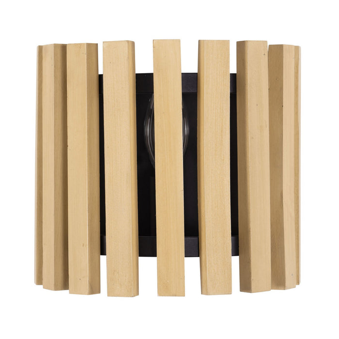 Varaluz 387W01MBH One Light Wall Sconce, Matte Black/Honey Blonde