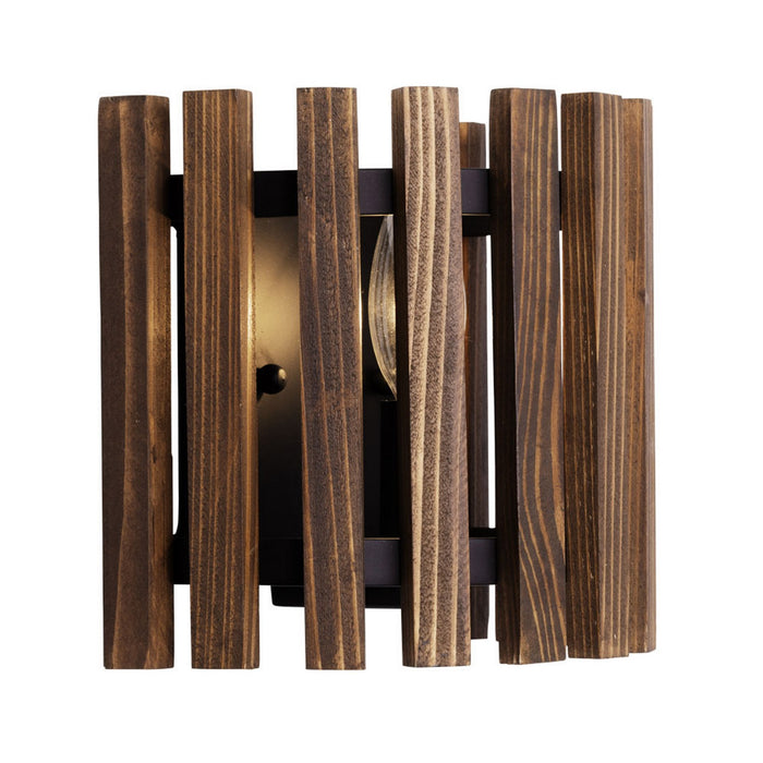 Varaluz 387W01MBW One Light Wall Sconce, Matte Black/Medium Walnut