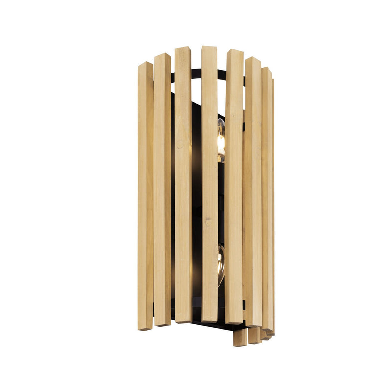 Varaluz 387W02MBH Two Light Wall Sconce, Matte Black/Honey Blonde