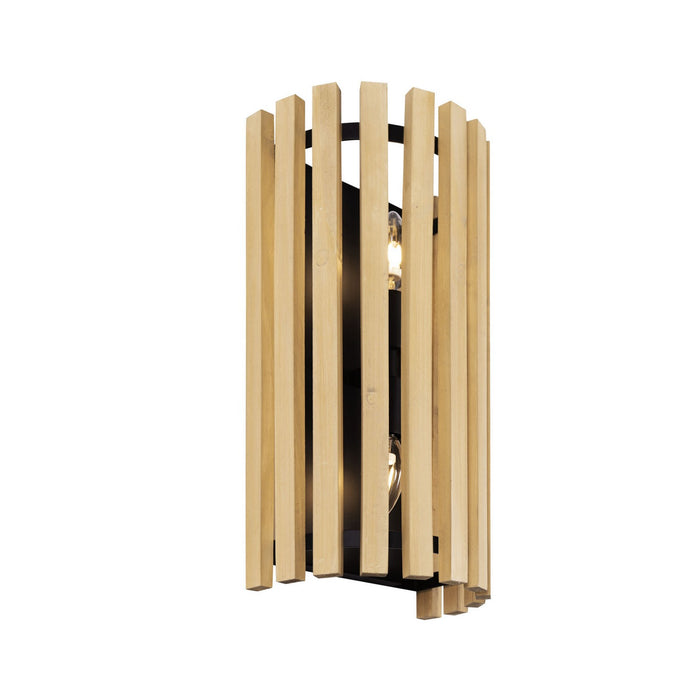 Varaluz 387W02MBH Two Light Wall Sconce, Matte Black/Honey Blonde