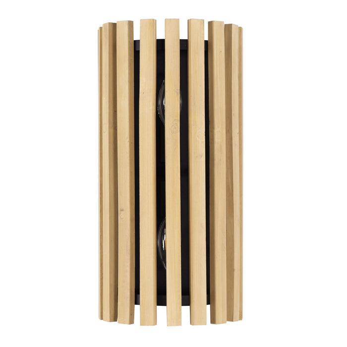 Varaluz 387W02MBH Two Light Wall Sconce, Matte Black/Honey Blonde