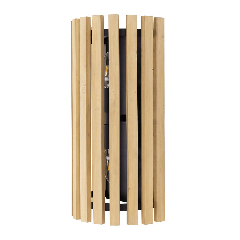 Varaluz 387W02MBH Two Light Wall Sconce, Matte Black/Honey Blonde