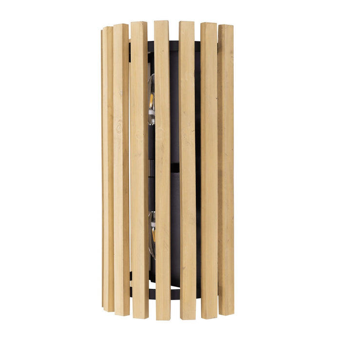 Varaluz 387W02MBH Two Light Wall Sconce, Matte Black/Honey Blonde