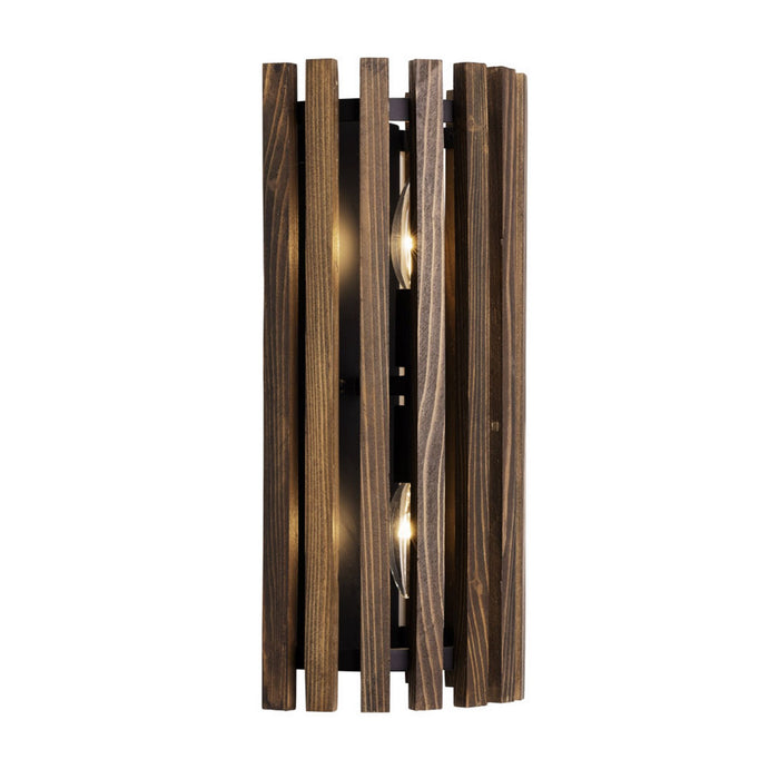 Varaluz 387W02MBW Two Light Wall Sconce, Matte Black/Medium Walnut