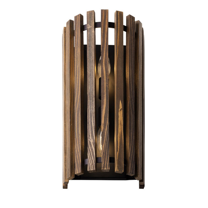 Varaluz 387W02MBW Two Light Wall Sconce, Matte Black/Medium Walnut