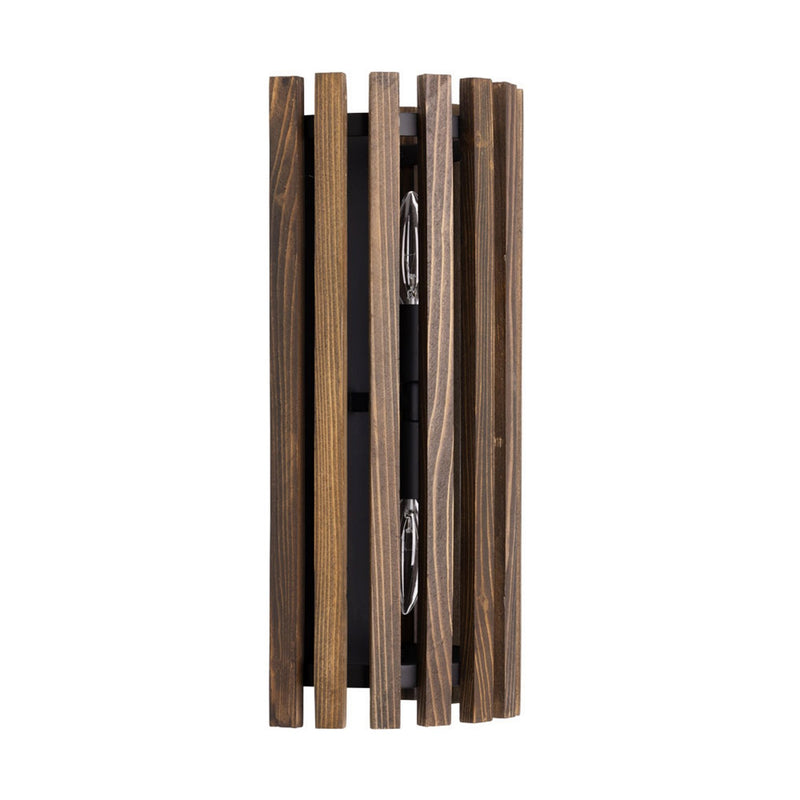 Varaluz 387W02MBW Two Light Wall Sconce, Matte Black/Medium Walnut