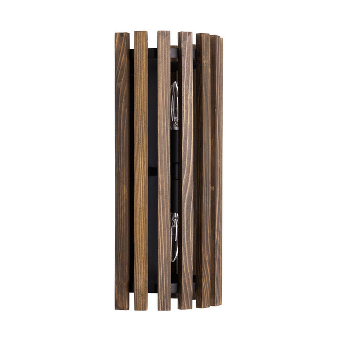 Varaluz 387W02MBW Two Light Wall Sconce, Matte Black/Medium Walnut
