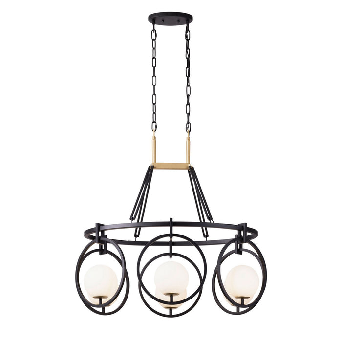 Varaluz 388N06MBFG Six Light Linear Pendant, Matte Black/French Gold