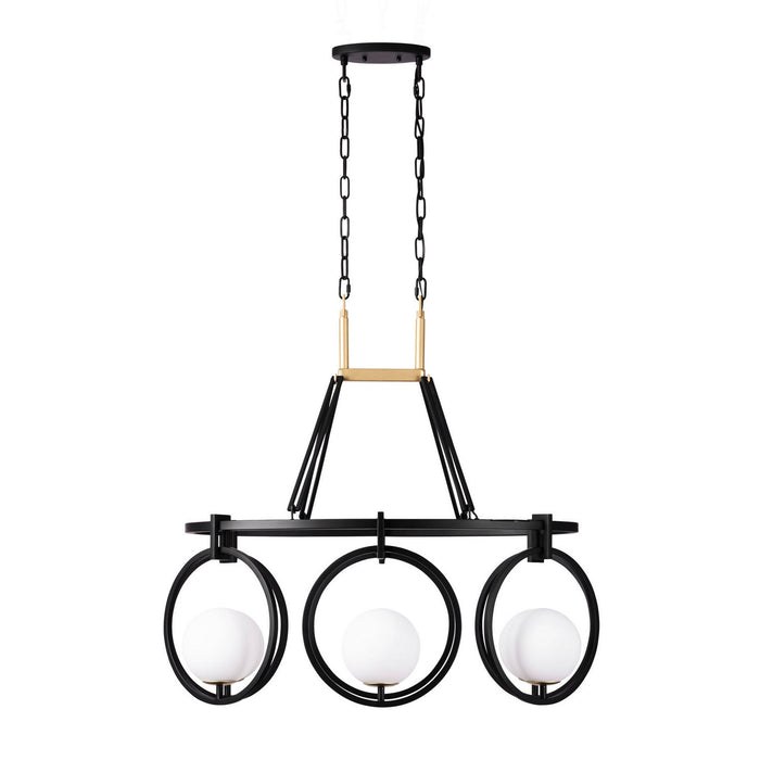 Varaluz 388N06MBFG Six Light Linear Pendant, Matte Black/French Gold