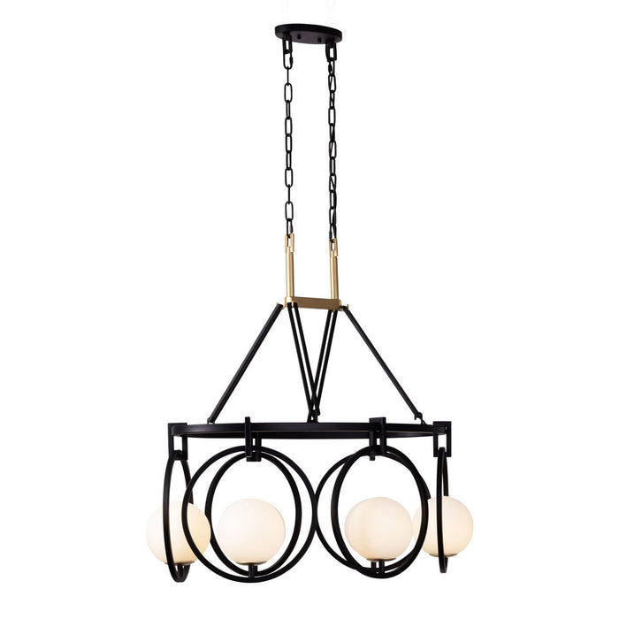 Varaluz 388N06MBFG Six Light Linear Pendant, Matte Black/French Gold