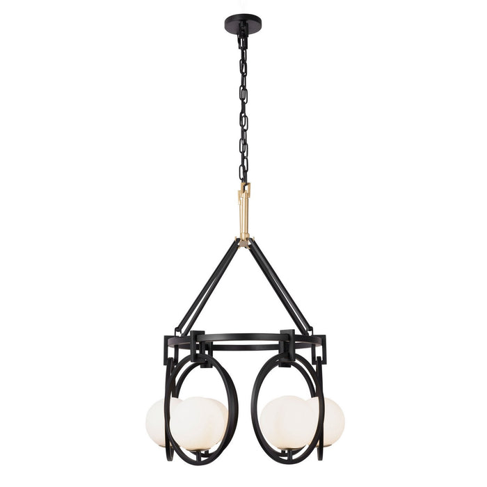 Varaluz 388N06MBFG Six Light Linear Pendant, Matte Black/French Gold