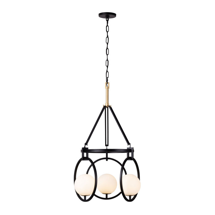 Varaluz 388P03MBFG Three Light Pendant, Matte Black/French Gold