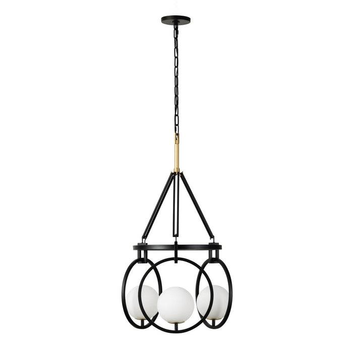 Varaluz 388P03MBFG Three Light Pendant, Matte Black/French Gold