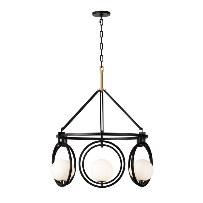 Varaluz 388P06MBFG Six Light Pendant, Matte Black/French Gold
