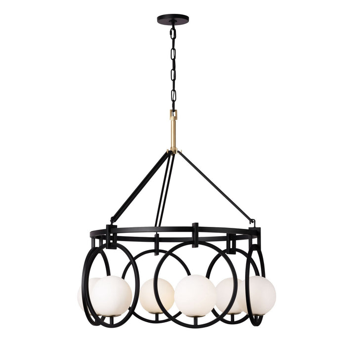 Varaluz 388P06MBFG Six Light Pendant, Matte Black/French Gold