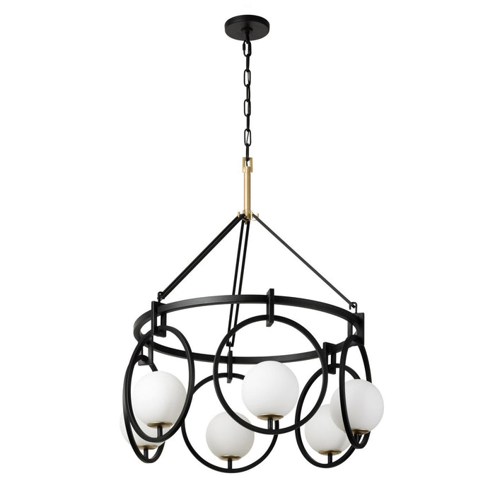 Varaluz 388P06MBFG Six Light Pendant, Matte Black/French Gold