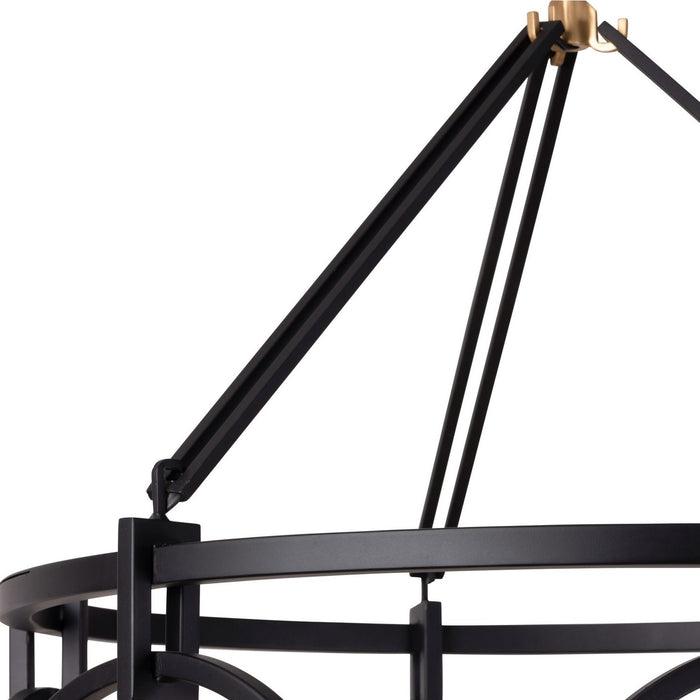 Varaluz 388P06MBFG Six Light Pendant, Matte Black/French Gold
