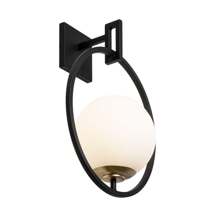 Varaluz 388W01MMBFG One Light Wall Sconce, Matte Black/French Gold