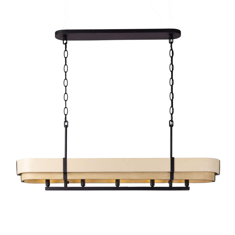 Varaluz 389N05MBHN Five Light Linear Pendant, Matte Black/Honey/Medium Oak