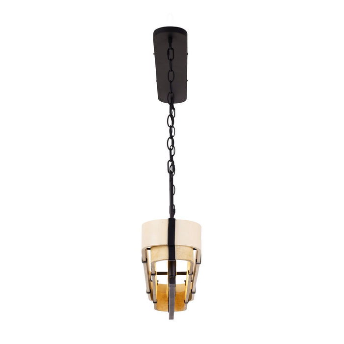 Varaluz 389N05MBHN Five Light Linear Pendant, Matte Black/Honey/Medium Oak