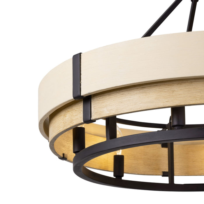 Varaluz 389P06MBHN Six Light Pendant, Matte Black/Honey/Medium Oak