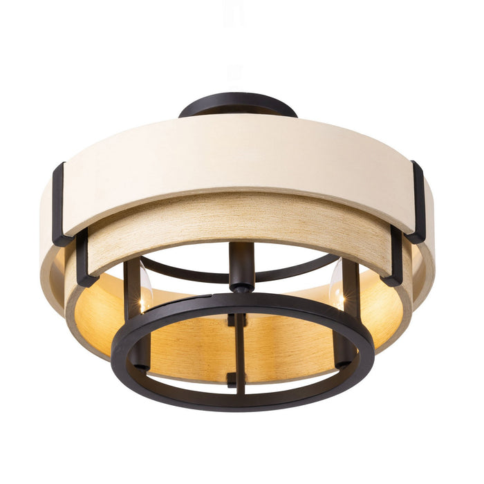 Varaluz 389S03MBHN Three Light Semi-Flush Mount, Matte Black/Honey/Medium Oak