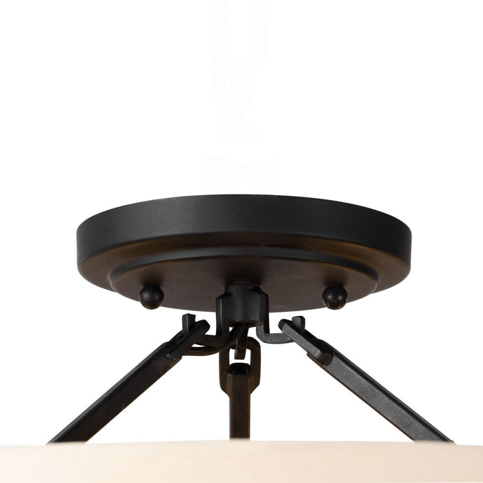 Varaluz 389S03MBHN Three Light Semi-Flush Mount, Matte Black/Honey/Medium Oak