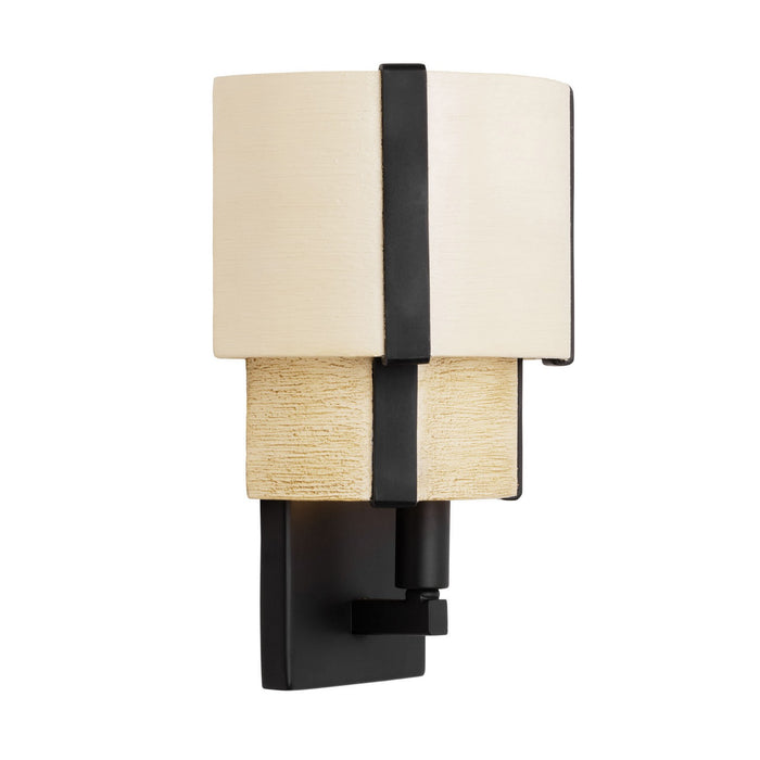Varaluz 389W01MBHN One Light Wall Sconce, Matte Black/Honey/Medium Oak