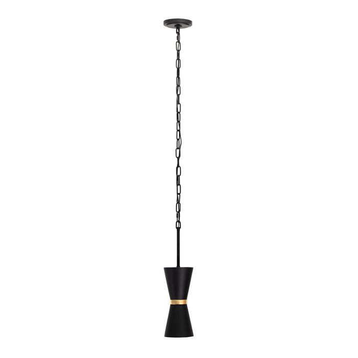 Varaluz 390M01MBFG One Light Mini Pendant, Matte Black/French Gold