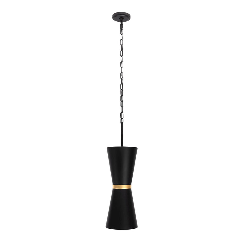 Varaluz 390P02MBFG Two Light Pendant, Matte Black/French Gold