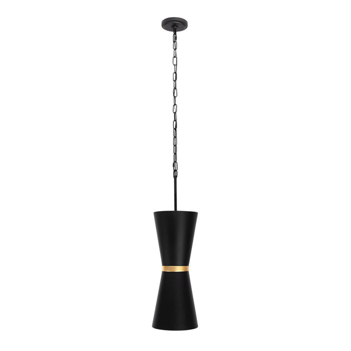 Varaluz 390P02MBFG Two Light Pendant, Matte Black/French Gold
