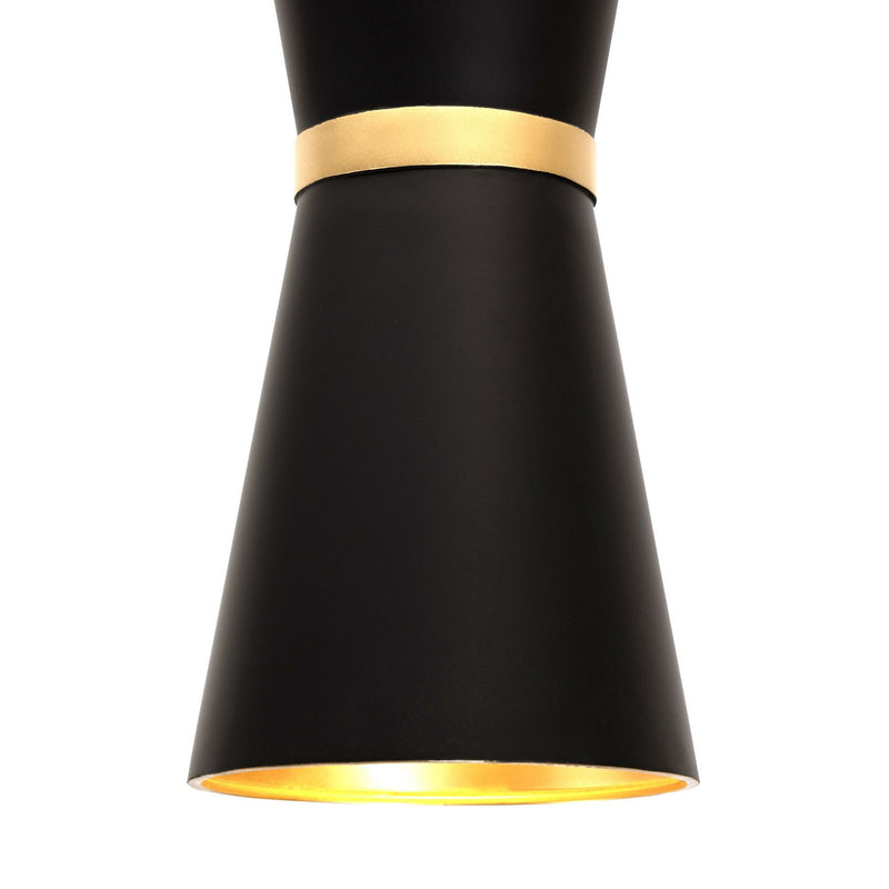 Varaluz 390P02MBFG Two Light Pendant, Matte Black/French Gold