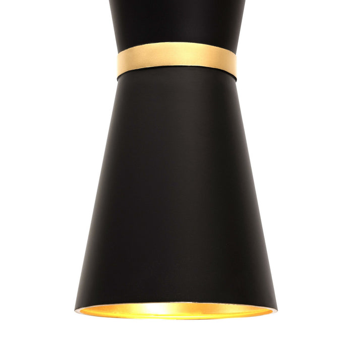 Varaluz 390P02MBFG Two Light Pendant, Matte Black/French Gold