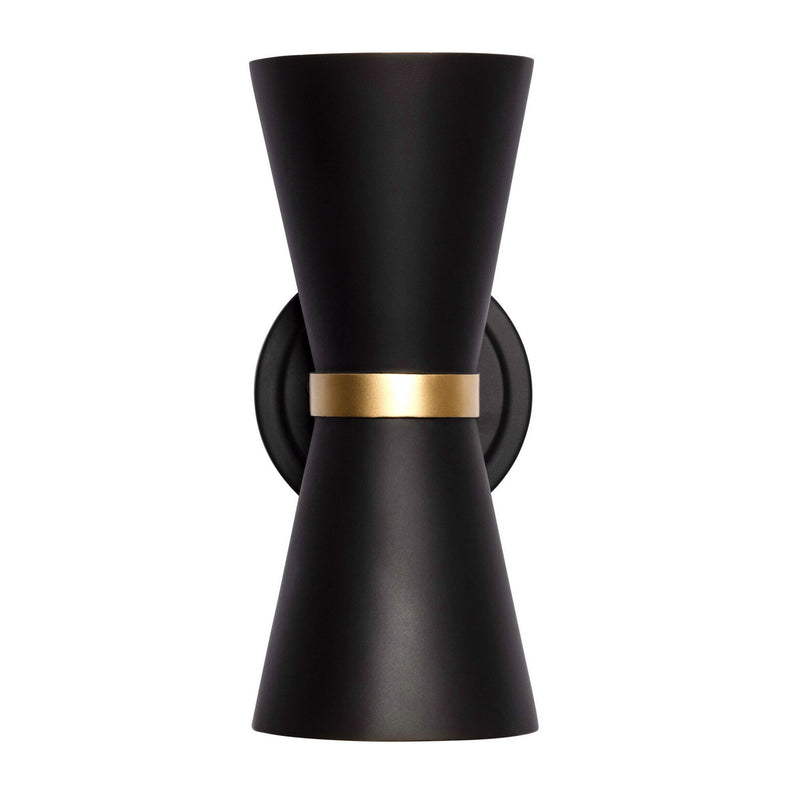 Varaluz 390W02MBFG Two Light Wall Sconce, Matte Black/French Gold