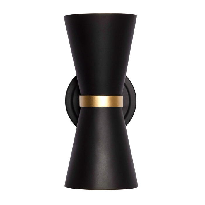 Varaluz 390W02MBFG Two Light Wall Sconce, Matte Black/French Gold