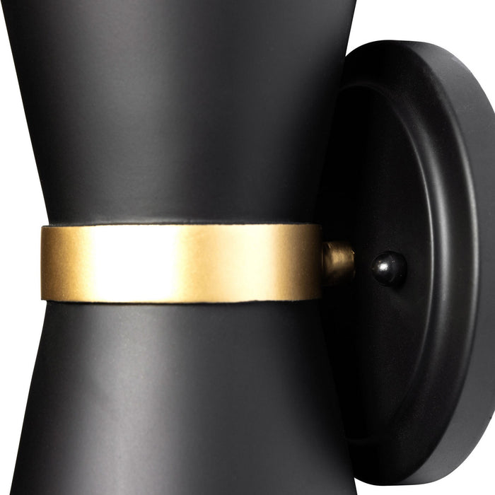 Varaluz 390W02MBFG Two Light Wall Sconce, Matte Black/French Gold