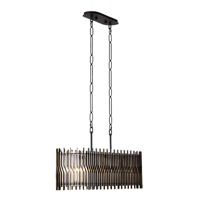 Varaluz 393N05MBFG Five Light Linear Pendant, Matte Black/French Gold