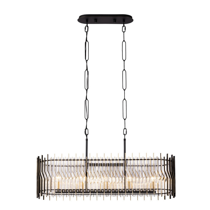 Varaluz 393N05MBFG Five Light Linear Pendant, Matte Black/French Gold