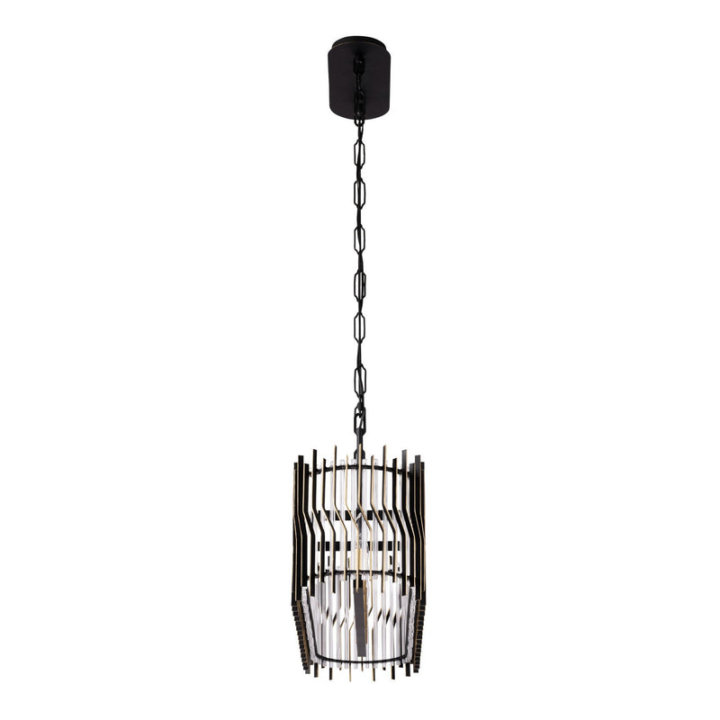 Varaluz 393N05MBFG Five Light Linear Pendant, Matte Black/French Gold