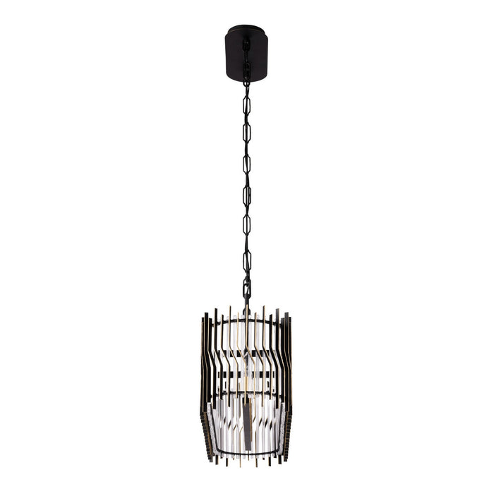 Varaluz 393N05MBFG Five Light Linear Pendant, Matte Black/French Gold