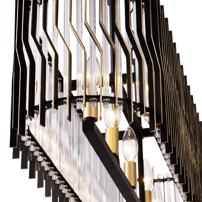 Varaluz 393N05MBFG Five Light Linear Pendant, Matte Black/French Gold
