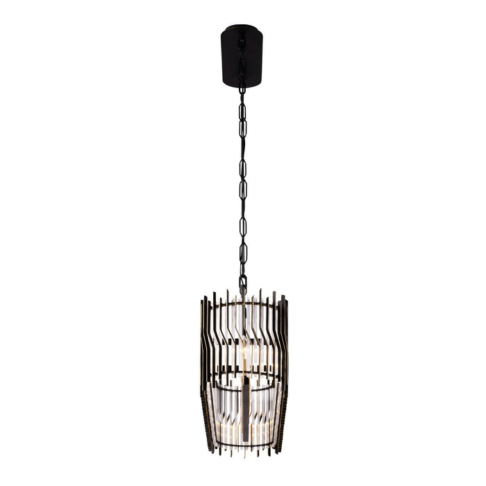 Varaluz 393N06MBFG Six Light Linear Pendant, Matte Black/French Gold