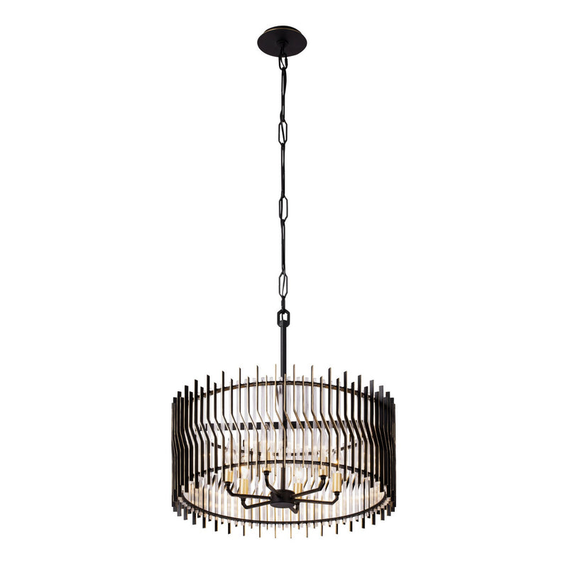 Varaluz 393P06MBFG Six Light Pendant, Matte Black/French Gold