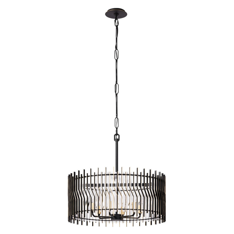 Varaluz 393P06MBFG Six Light Pendant, Matte Black/French Gold