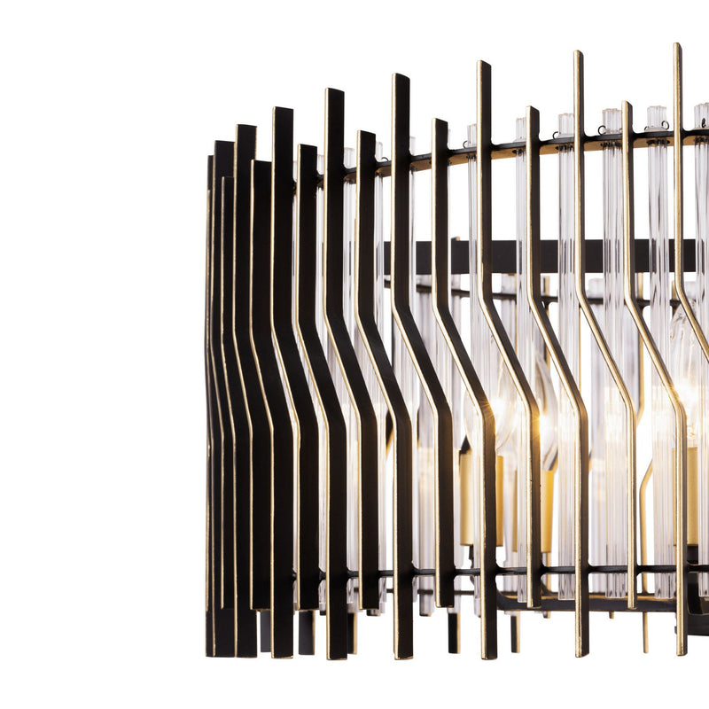 Varaluz 393P06MBFG Six Light Pendant, Matte Black/French Gold