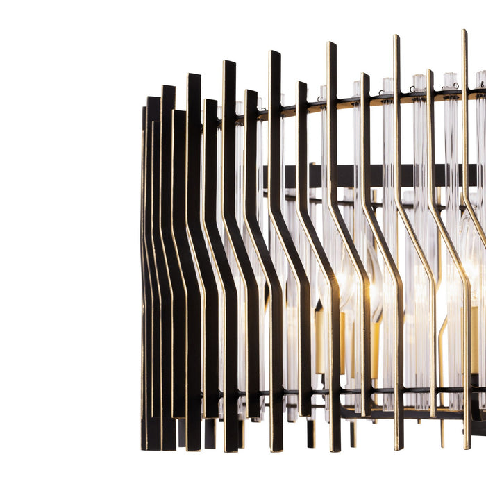 Varaluz 393P06MBFG Six Light Pendant, Matte Black/French Gold
