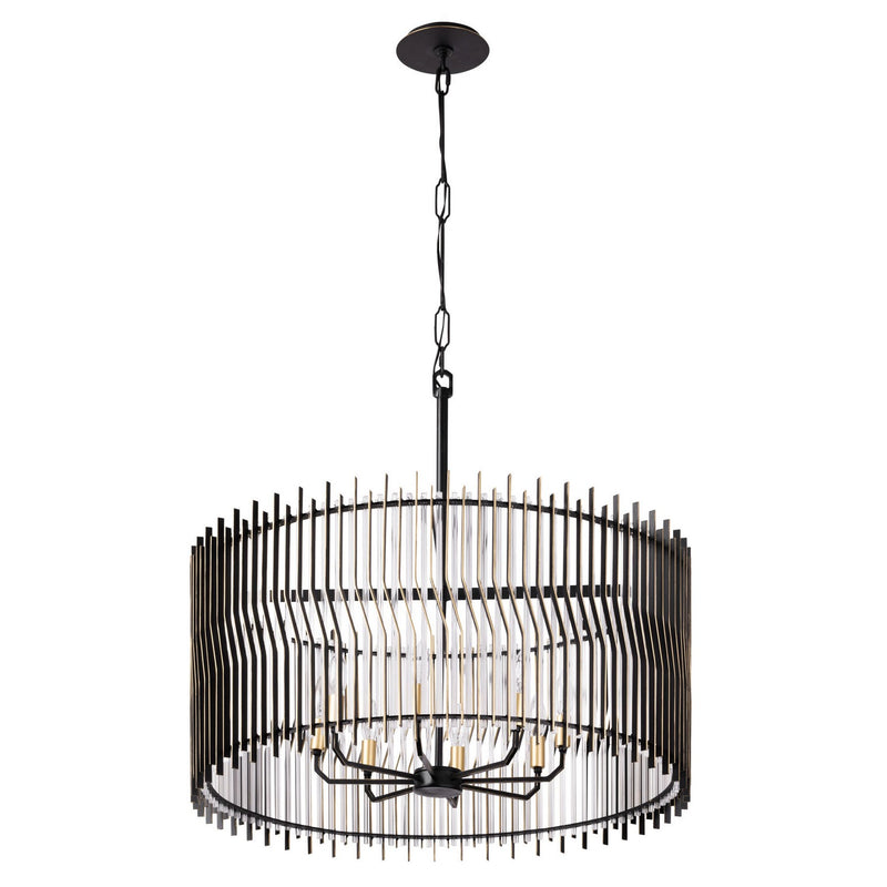 Varaluz 393P08MBFG Eight Light Pendant, Matte Black/French Gold