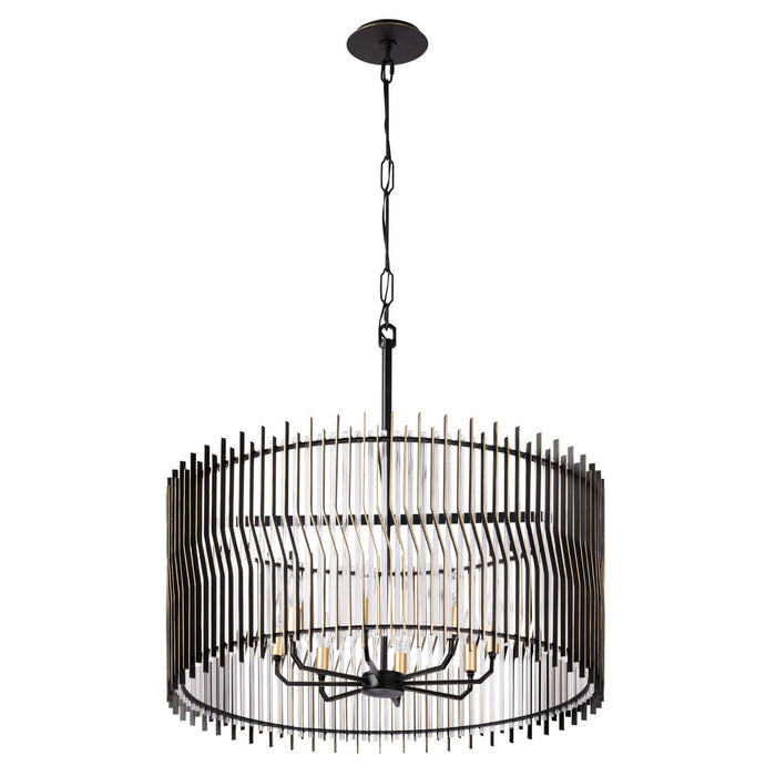 Varaluz 393P08MBFG Eight Light Pendant, Matte Black/French Gold